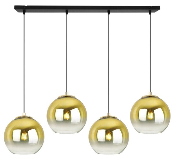 Závěsné svítidlo Bergen Gold, 4x zlaté/transparentní skleněné stínítko (fi 15cm)