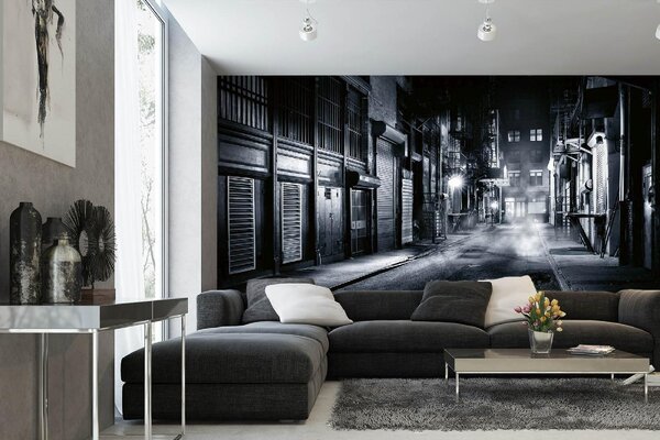 DIMEX | Vliesová fototapeta Čínské město MS-5-0728 | 375 x 250 cm| bílá, černá