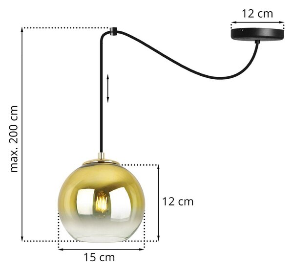 Závěsné svítidlo Bergen Gold Spider, 1x zlaté/transparentní skleněné stínítko (fi 15cm)
