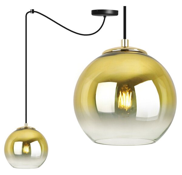 Závěsné svítidlo Bergen Gold Spider, 1x zlaté/transparentní skleněné stínítko (fi 15cm)