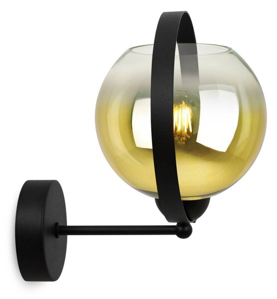 Nástěnné svítidlo Bergen Gold Ring, 1x zlaté/transparentní skleněné stínítko (fi 15cm)