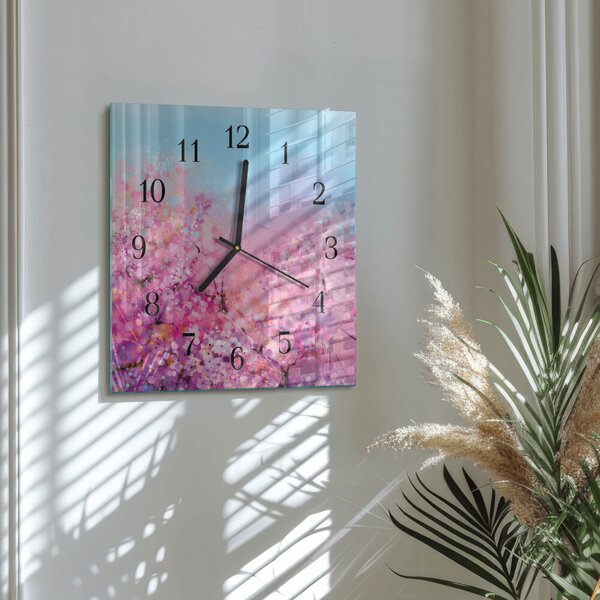Skleněné hodiny na stěnu Květinový vzor zskc-30x30-00182312