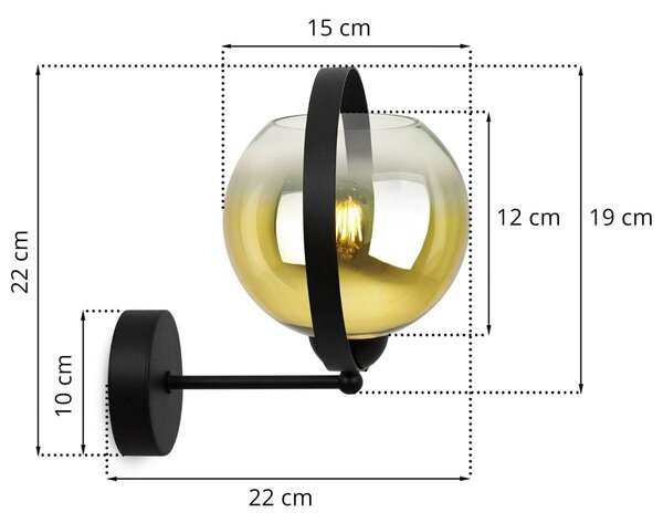 Nástěnné svítidlo Bergen Gold Ring, 1x zlaté/transparentní skleněné stínítko (fi 15cm)