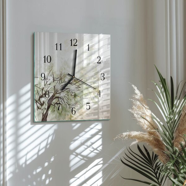 Skleněné hodiny na stěnu Strom zskc-30x30-00178057