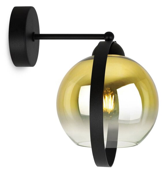 Nástěnné svítidlo Bergen Gold Ring, 1x zlaté/transparentní skleněné stínítko (fi 15cm)