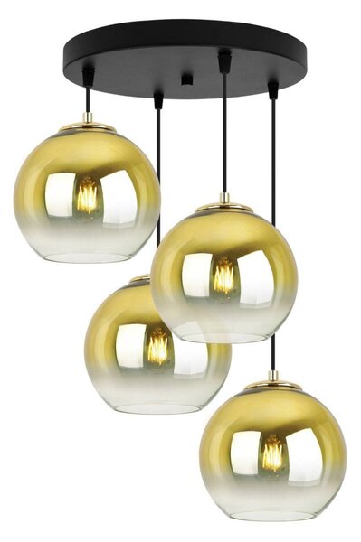 Závěsné svítidlo Bergen Gold, 4x zlaté/transparentní skleněné stínítko (fi 20cm), o