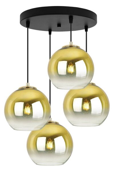 Závěsné svítidlo Bergen Gold, 4x zlaté/transparentní skleněné stínítko (fi 20cm), o