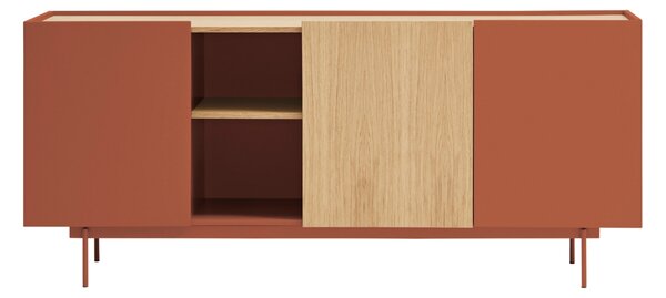 Cihlově červená dubová komoda Teulat Otto 180 x 49 cm