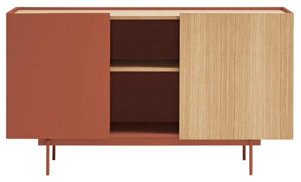 Cihlově červená dubová komoda Teulat Otto 130 x 49 cm
