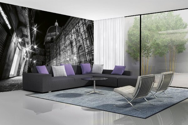 DIMEX | Vliesová fototapeta Ulice za rozbřesku MS-5-0751 | 375 x 250 cm| bílá, černá
