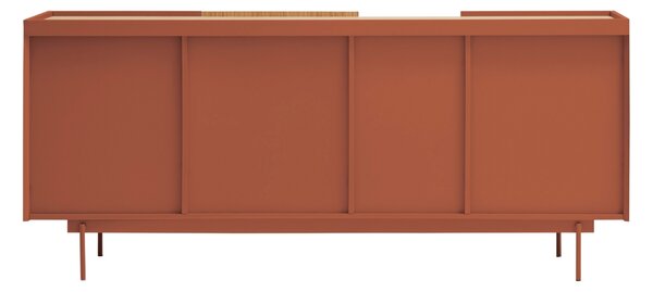 Cihlově červená dubová komoda Teulat Otto 180 x 49 cm