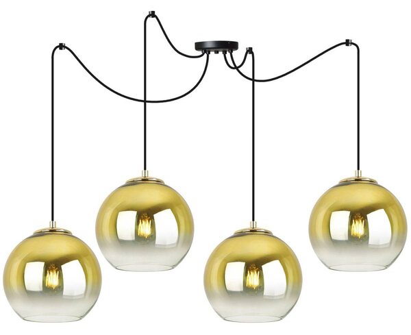 Závěsné svítidlo Bergen Gold Spider, 4x zlaté/transparentní skleněné stínítko (fi 20cm)
