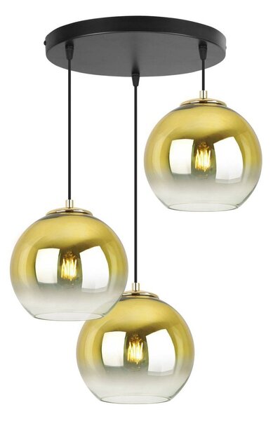 Závěsné svítidlo Bergen Gold, 3x zlaté/transparentní skleněné stínítko (fi 20cm)