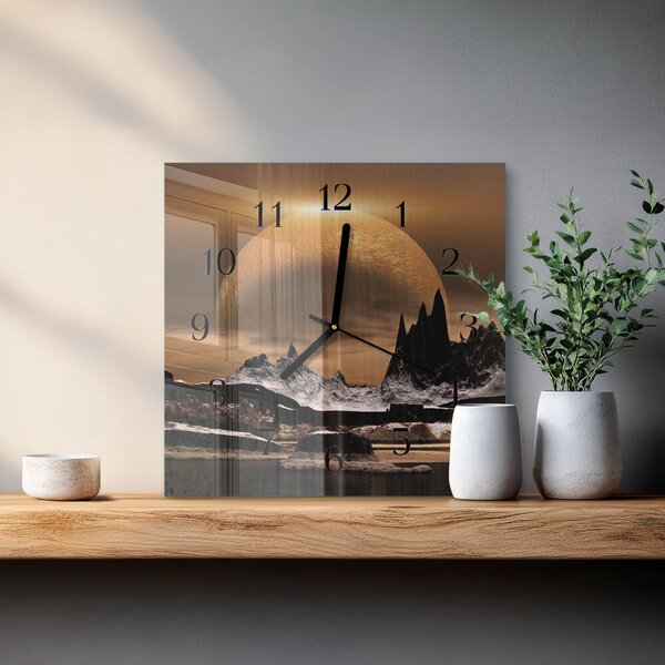 Skleněné hodiny na stěnu Hory zskc-30x30-00179059