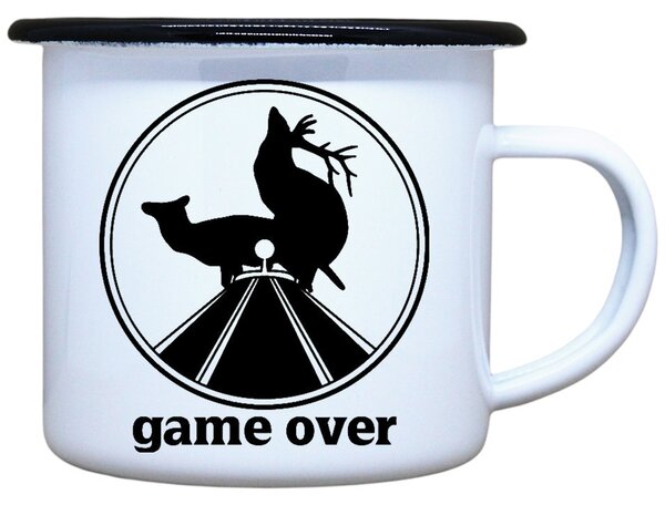 Vtipný plecháček s potiskem Game over Objem: 330 ml