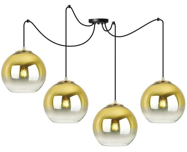 Závěsné svítidlo Bergen Gold Spider, 4x zlaté/transparentní skleněné stínítko (fi 20cm)