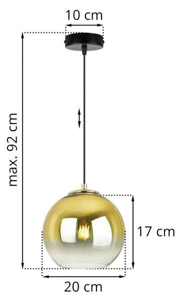 Závěsné svítidlo Bergen Gold, 1x zlaté/transparentní skleněné stínítko (fi 20cm)