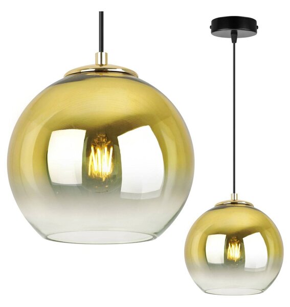 Závěsné svítidlo Bergen Gold, 1x zlaté/transparentní skleněné stínítko (fi 20cm)