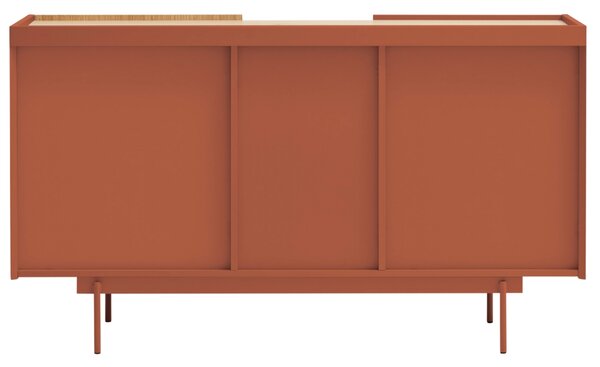 Cihlově červená dubová komoda Teulat Otto 130 x 49 cm