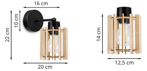Nástěnné svítidlo Timber 7, 1x dřevěné stínítko