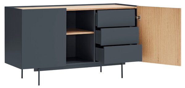 Antracitově šedá dubová komoda Teulat Otto 130 x 49 cm
