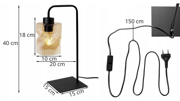 Stolní lampa Niki, 1x skleněné stínítko (výběr ze 3 barev)