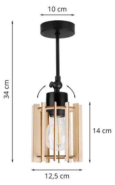 Bodové svítidlo Timber 7, 1x dřevěné stínítko