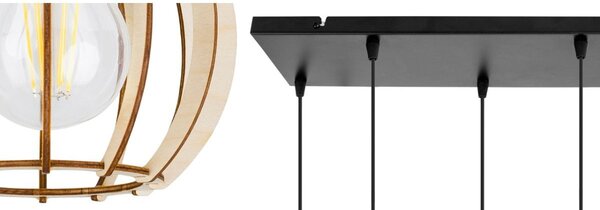 Závěsné svítidlo Timber 8, 6x dřevěné stínítko