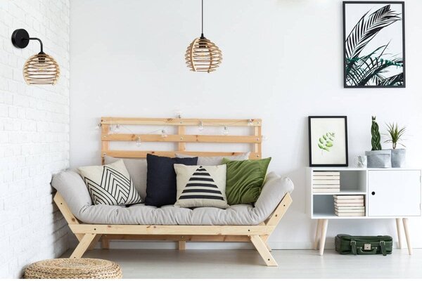 Nástěnné svítidlo Timber, 1x dřevěné stínítko, kf, n