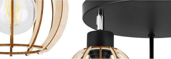Stropní svítidlo Timber 8, 3x dřevěné stínítko, orp