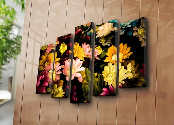ASIR Sada nástěnných obrazů na plátně BAREVNÉ KVĚTY 105 cm