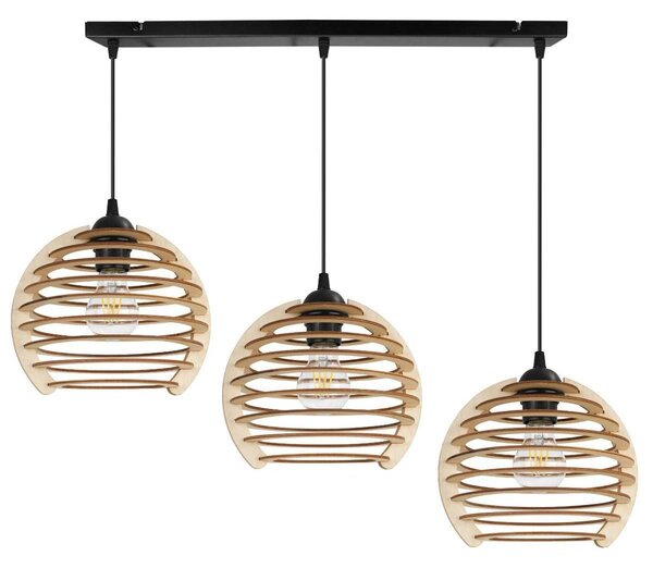 Závěsné svítidlo Timber, 3x dřevěné stínítko, n
