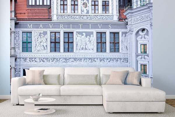 DIMEX | Vliesová fototapeta Podloubí MS-5-0779 | 375 x 250 cm| zelená, červená, šedá
