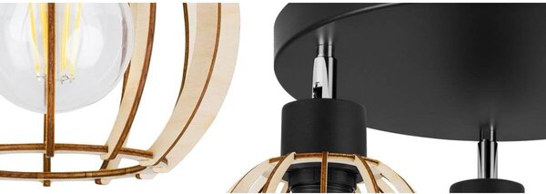 Stropní svítidlo Timber 8, 3x dřevěné stínítko, op
