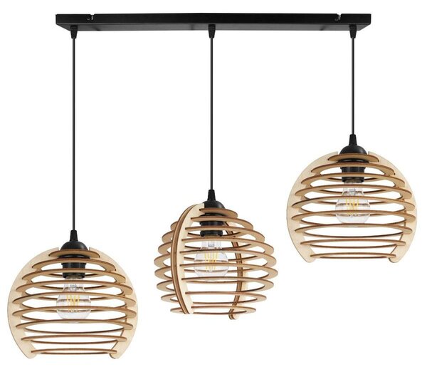 Závěsné svítidlo Timber, 3x dřevěné stínítko, n