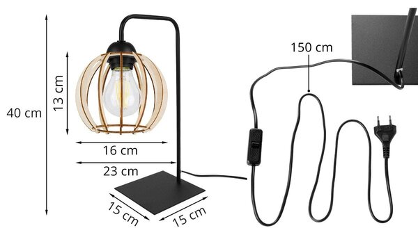 Stolní lampa Timber 8, 1x dřevěné stínítko