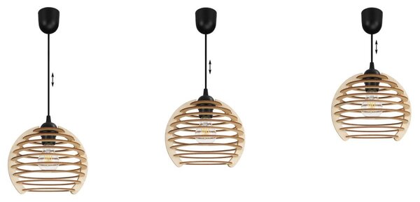 Závěsné svítidlo Timber, 1x dřevěné stínítko, lp, n