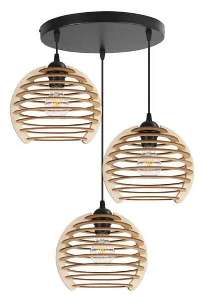 Závěsné svítidlo Timber, 3x dřevěné stínítko, o, n