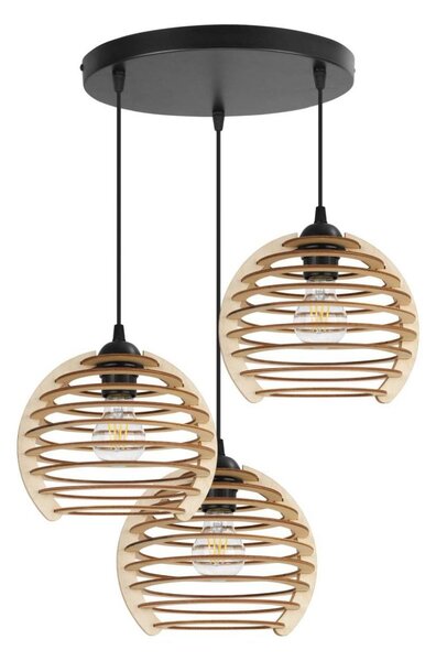 Závěsné svítidlo Timber, 3x dřevěné stínítko, o, n