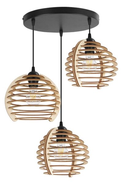 Závěsné svítidlo Timber, 3x dřevěné stínítko, o, n