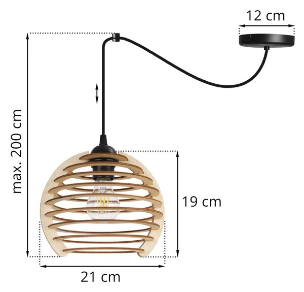Závěsné svítidlo Timber Spider, 1x dřevěné stínítko, n