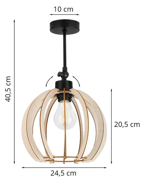 Bodové svítidlo Timber 9, 1x dřevěné stínítko