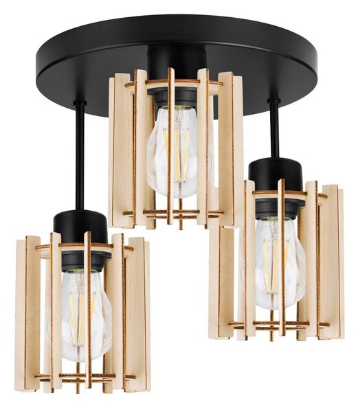 Stropní svítidlo Timber 7, 3x dřevěné stínítko, or