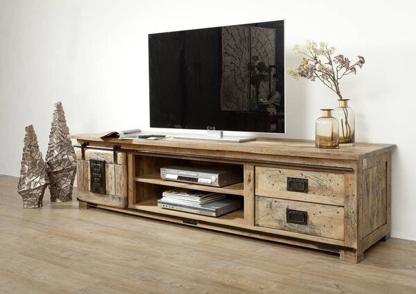IRON III. TV stolek 200x50 cm, mango, přírodní