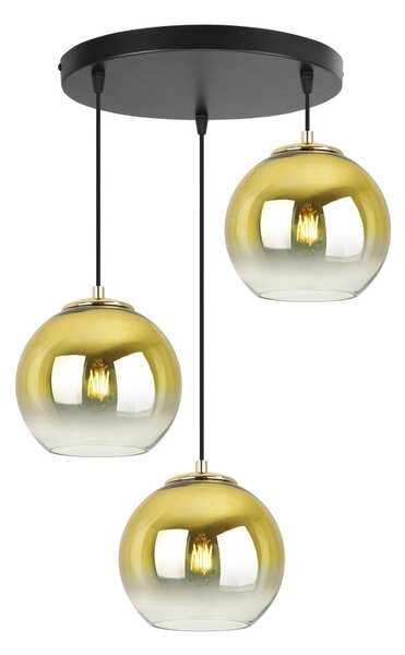 Závěsné svítidlo Bergen Gold, 3x zlaté/transparentní skleněné stínítko (fi 15cm), o
