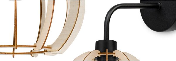 Nástěnné svítidlo Timber 9, 1x dřevěné stínítko