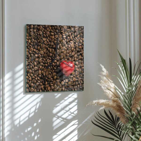 Skleněné hodiny na stěnu Kávová zrna zskc-30x30-00178463