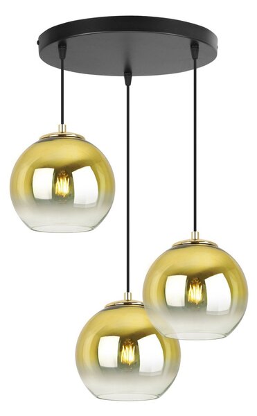 Závěsné svítidlo Bergen Gold, 3x zlaté/transparentní skleněné stínítko (fi 15cm), o