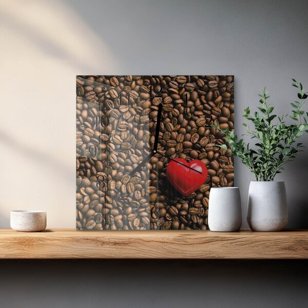 Skleněné hodiny na stěnu Kávová zrna zskc-30x30-00178463