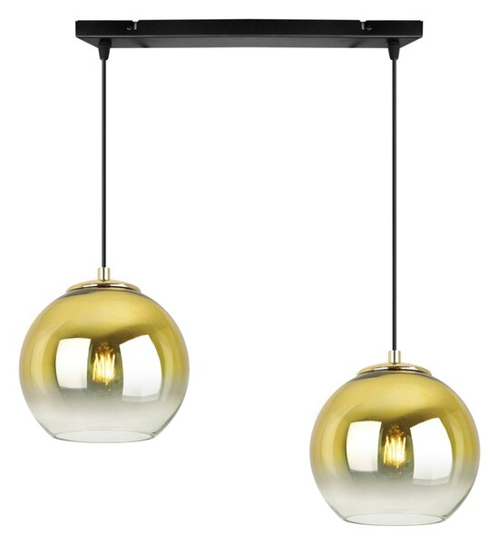 Závěsné svítidlo Bergen Gold, 2x zlaté/transparentní skleněné stínítko (fi 15cm)